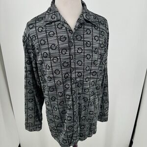 Maltos Casual Dress Shirt MENS Gray Black Button Down Long Sleeve SIZE LARGE